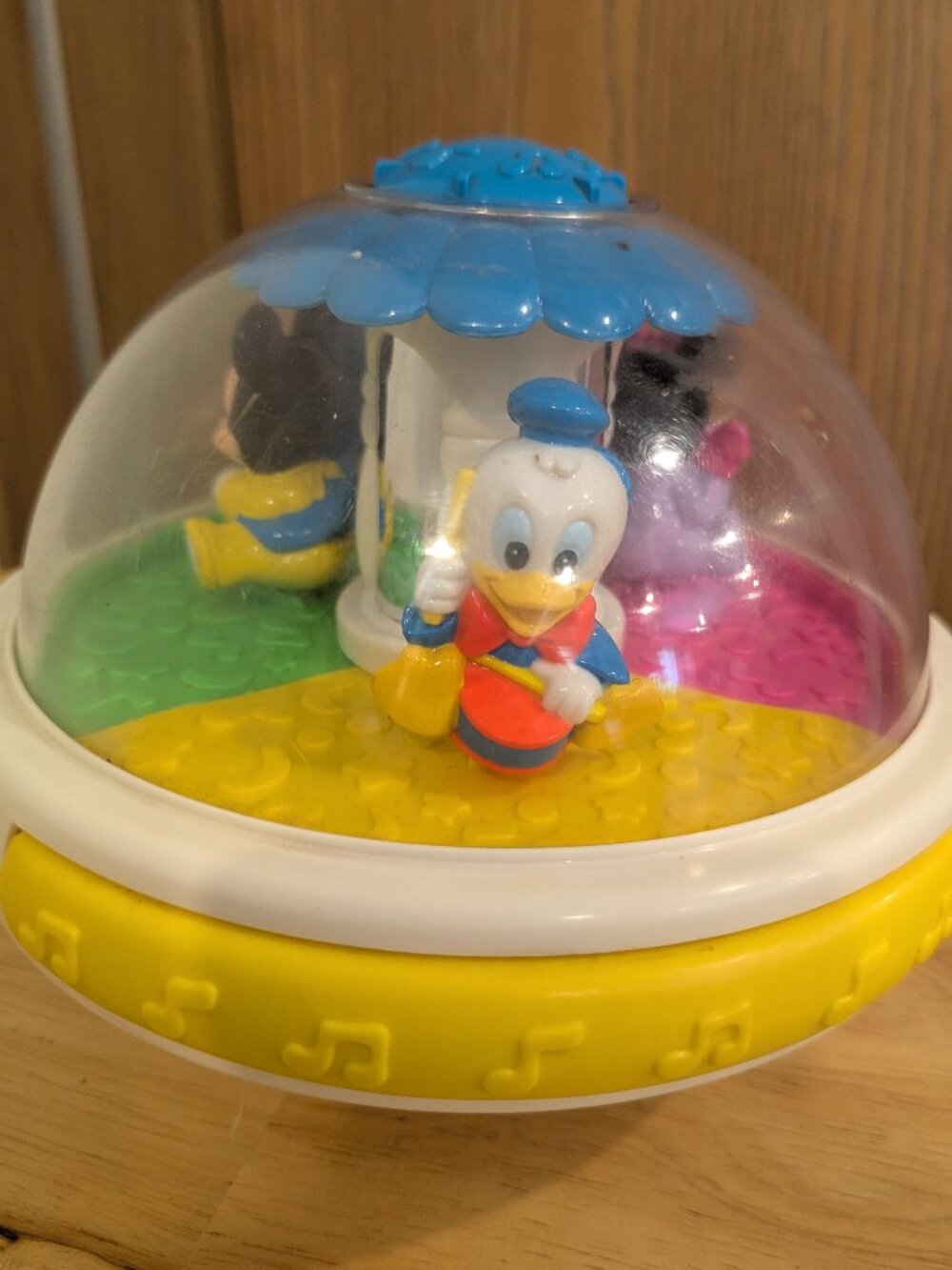 VTG Disney‎ Roly Poly Chime Ball Mickey Donald Minnie Lights Music Baby Toy